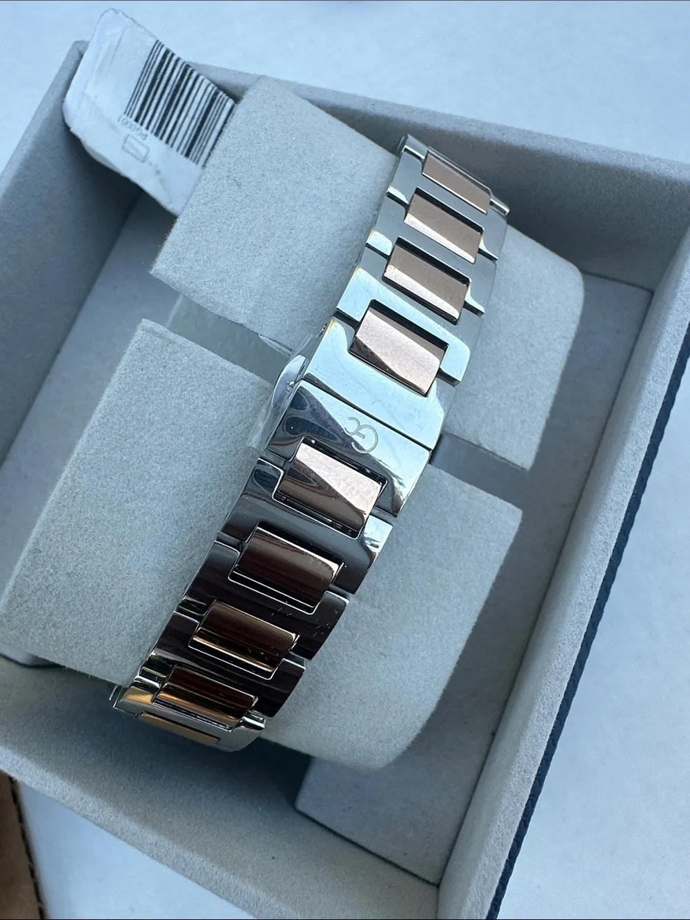 New Gc Two-Tone Bracelet Watch with Burgundy Dial